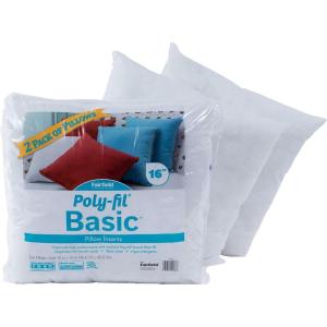 imageFairfield PolyFil Basic Insert 16quot x 16quot Two Packfor Dcor and Throw Pillows 3 Count Pack of 1 White